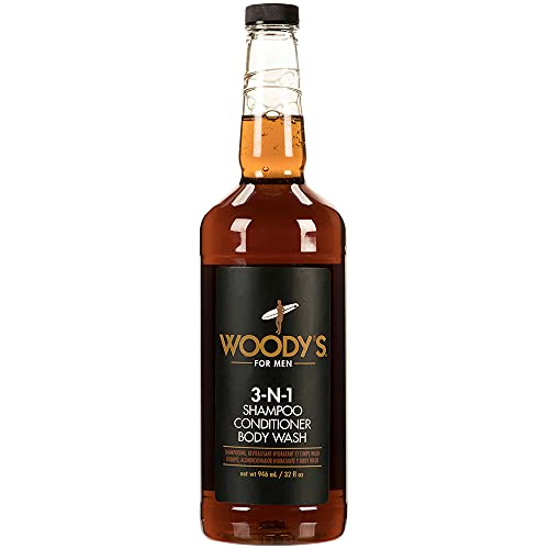 Woody's 3-in-1 Shampoo, Conditioner, and Body Wash, Multipurpose Wash for Men, Sulfate-free, Paraben-free, for all Hair and Skin Types, 1 Liter, 1-Pack