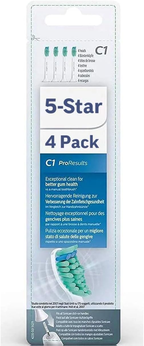 5-Star Compatible with Philips Sonicare Electric Tooth Brush Head Fits for Philips ProtectiveClean DiamondClean C2 C1 G2 W 4100 5100 HX9023 Plaque Control. 4 Pack